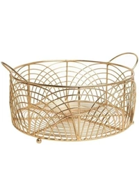 Attractive craft brio wire round basket gold plated Boxes, Baskets & Bins - Free Size, Gold, Metal, Pack of1